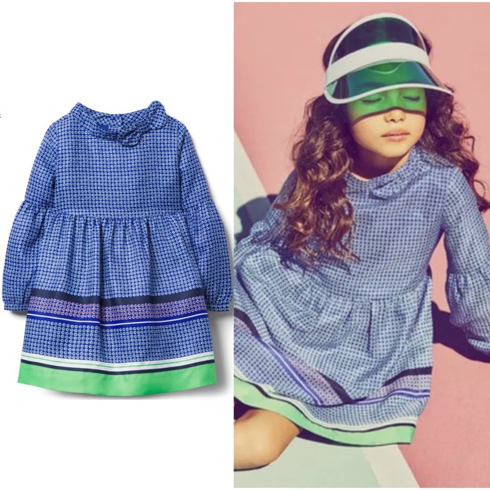 Janie & Jack Green Blue Polka Dot Stripe Dress